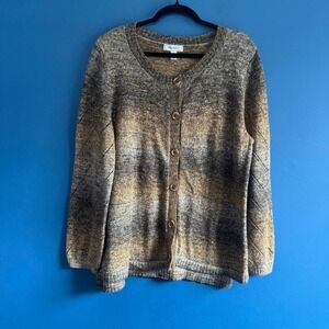 Y2K Dressbarn Ombre Cardigan Women's Plus Size 2X Knit Button Front Brown Orange